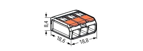 Detalle de Wago 221-413 Splicing Connector 3 Conductors with Lever — 0.14–4 mm², Pack of 50