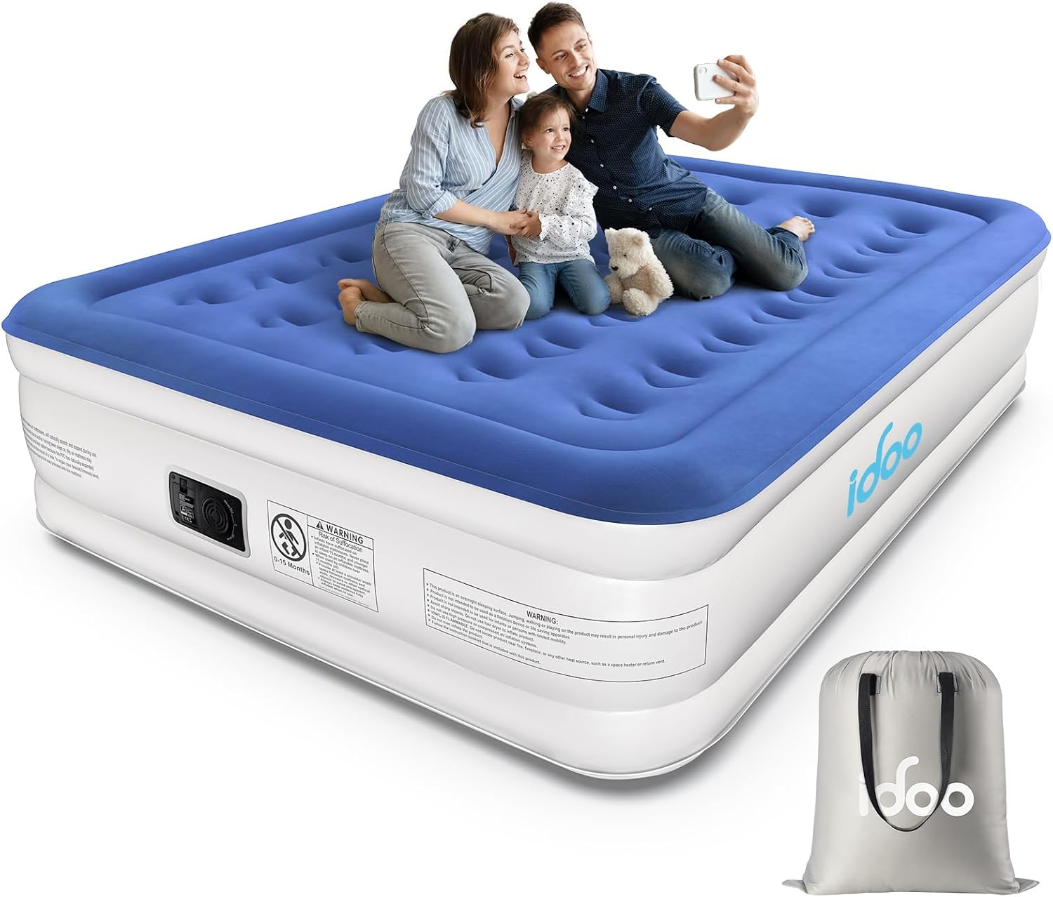 Thumbnail 6 de iDOO Single Air Bed with Built-in Pump: Quick Self-Inflation, 190x100x46 cm