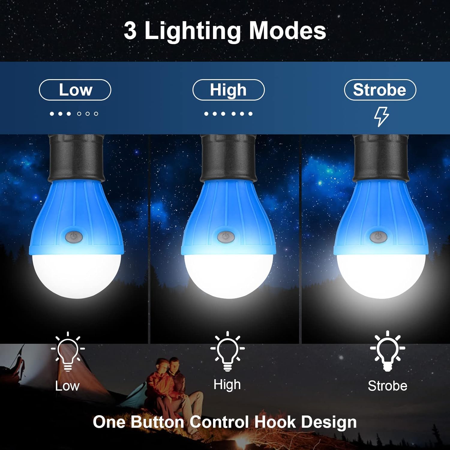 Thumbnail 4 de Flintronic Lampada LED Campeggio 5 pezzi: luce portatile a clip con gancio per tenda