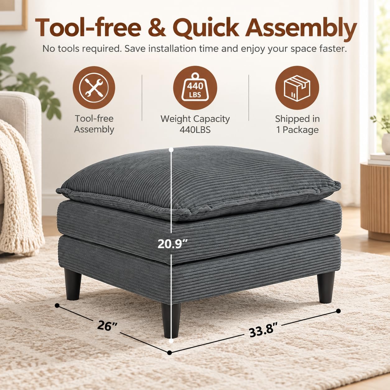 Detalle 2 de Orvesino Corduroy Ottoman