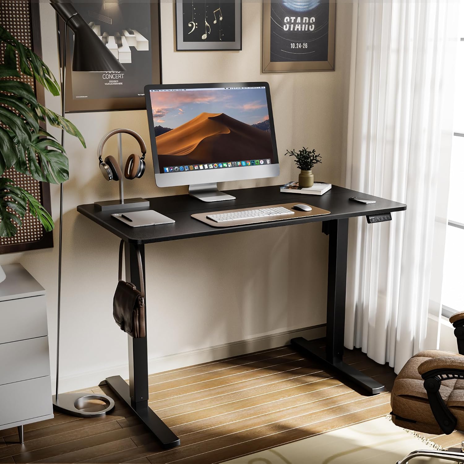 Detalle de ERGOMAKER SM203-110-BFBD elektrisch zit-sta-bureau 110 x 60 cm, zwart