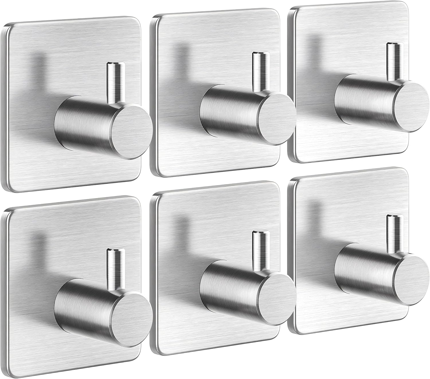Detalle de Auxmir 102 Self-Adhesive Hooks, 6-Pack Stainless Steel, Silver