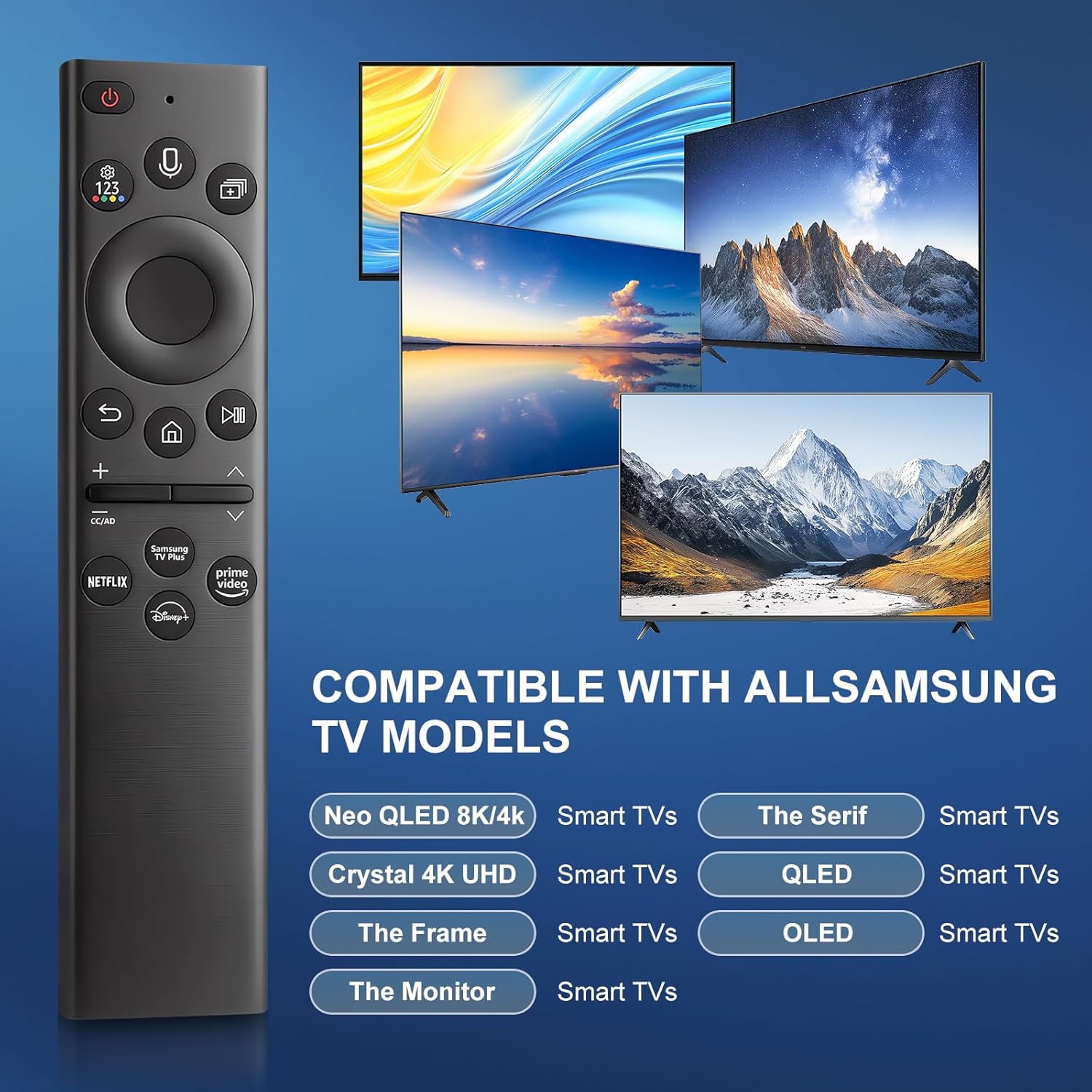 Thumbnail 3 de Replacement TV Remote with Voice Function (Universal) for Samsung 2018–2025 UHD Neo QLED OLED 4K/8K Smart TVs