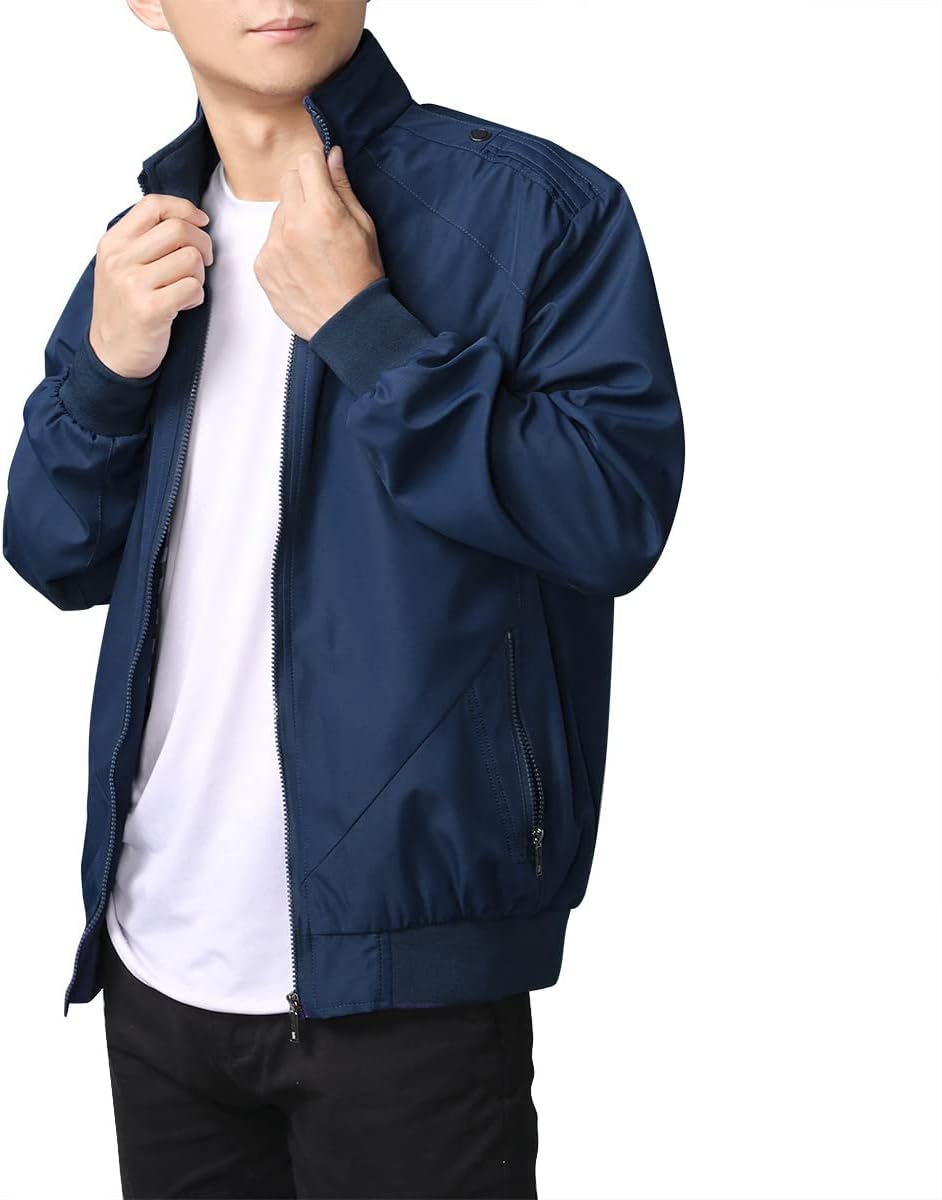 Detalle de Allthemen giubbotto invernale da uomo con collo alto e zip, stile aviatore