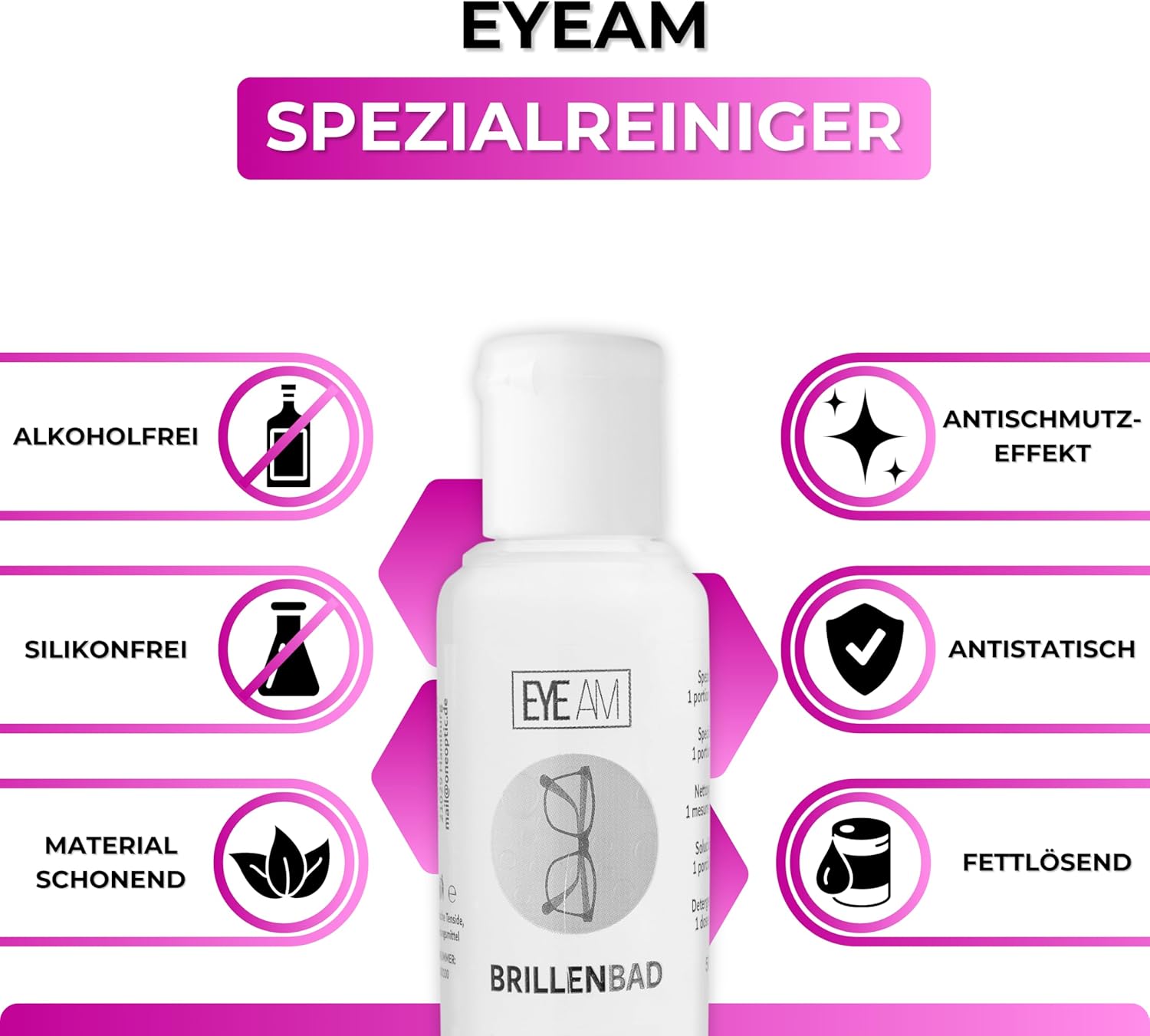 Thumbnail 4 de EyeAm Brillenbad Schwarz – Set mit 50 ml Spezialreiniger und Mikrofasertuch (40 × 40 cm)