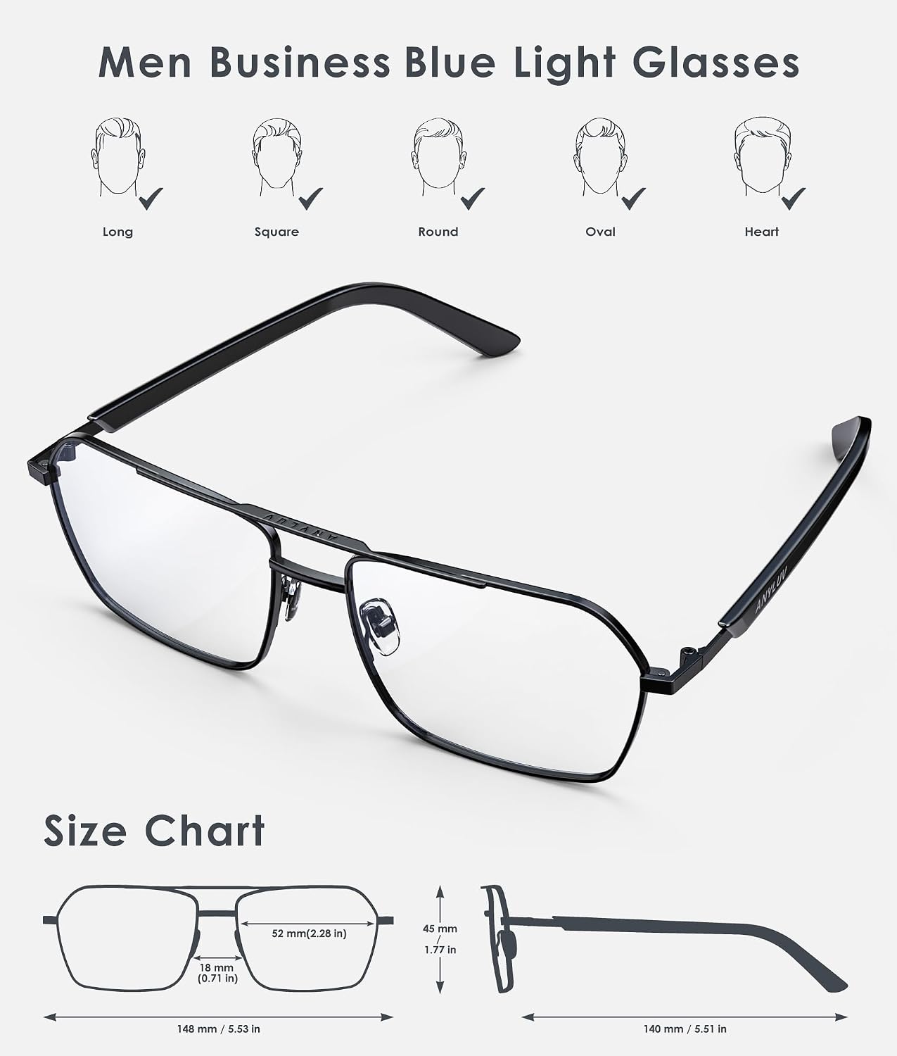 Thumbnail 4 de ANYLUV Blue Light Glasses for Men & Women — 45% Blue Light Blocking, Slim Metal Frame