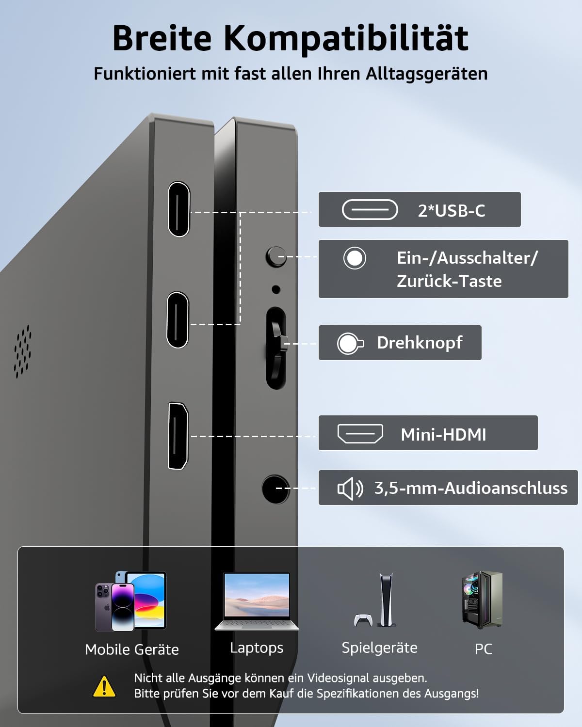 Detalle 2 de Yodoit Portable Monitor 15,6 Zoll