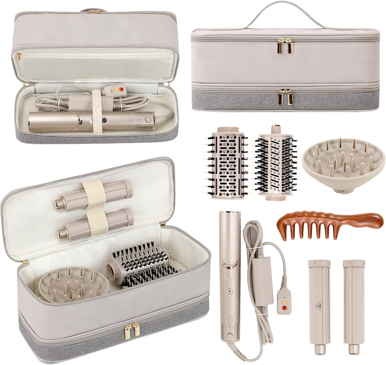 Detalle de BAGCRAZY Hair Tool Travel Case, Gray and Beige
