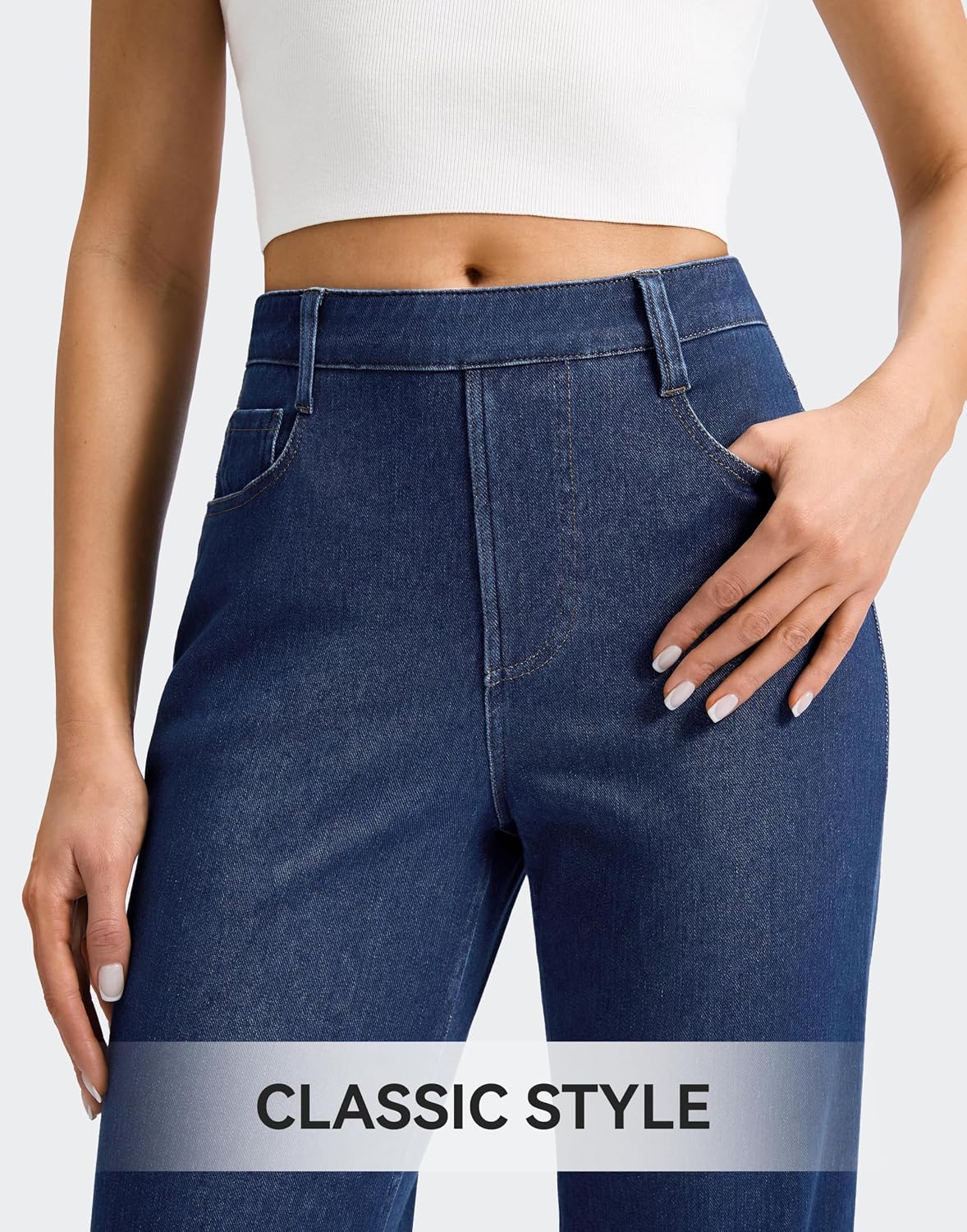 Thumbnail 4 de Rammus Women's Pull-On Straight-Leg Jeans, High-Waisted Stretch Denim with 5 Pockets