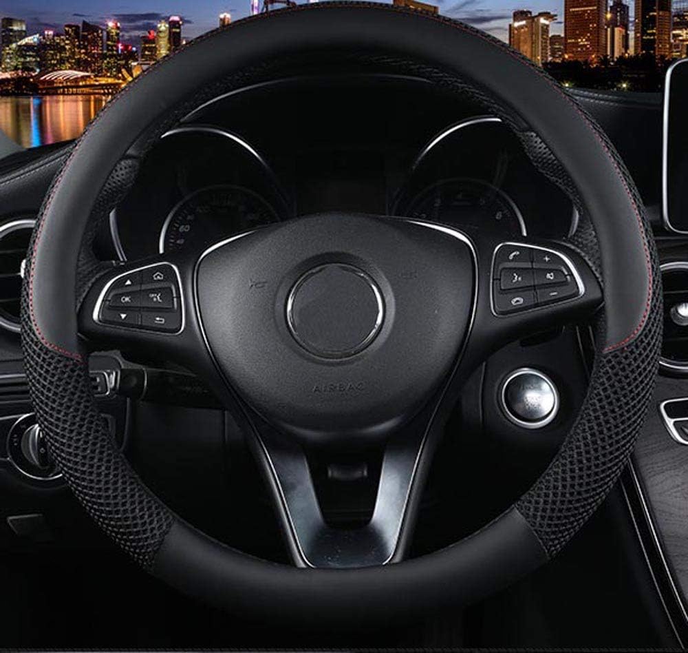 Thumbnail 3 de ISTN unisex anti-slip ice silk steering wheel cover (black) – breathable, waterproof microfibre leather