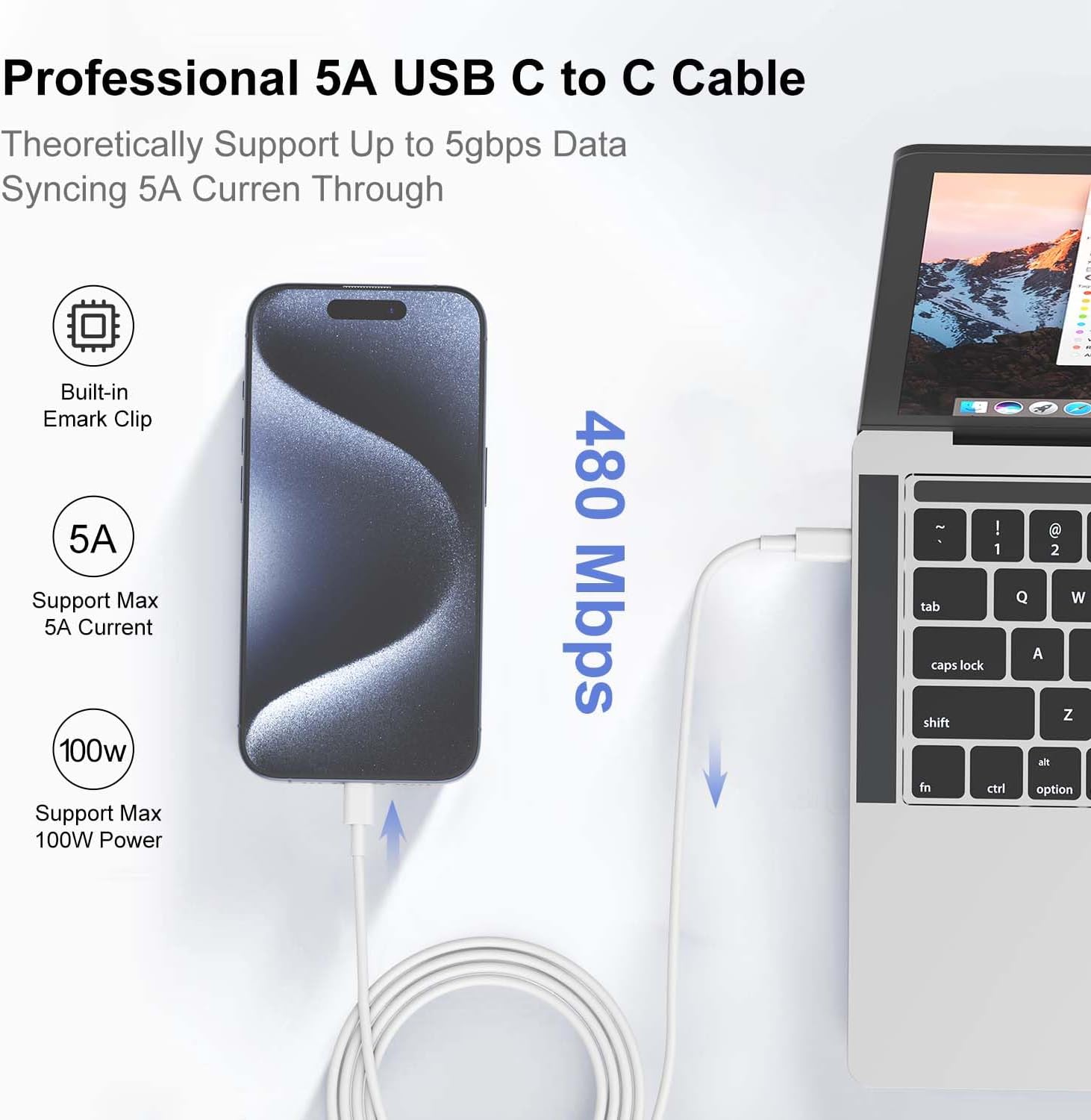 Thumbnail 4 de Hzevn 240W USB C Charging Cable 2-Pack