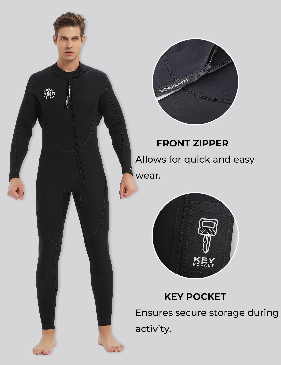 Thumbnail 1 de Lemorecn Men's Wetsuit 3/2mm and 5/4mm Full Wetsuit for Diving, Snorkeling, Surfing
