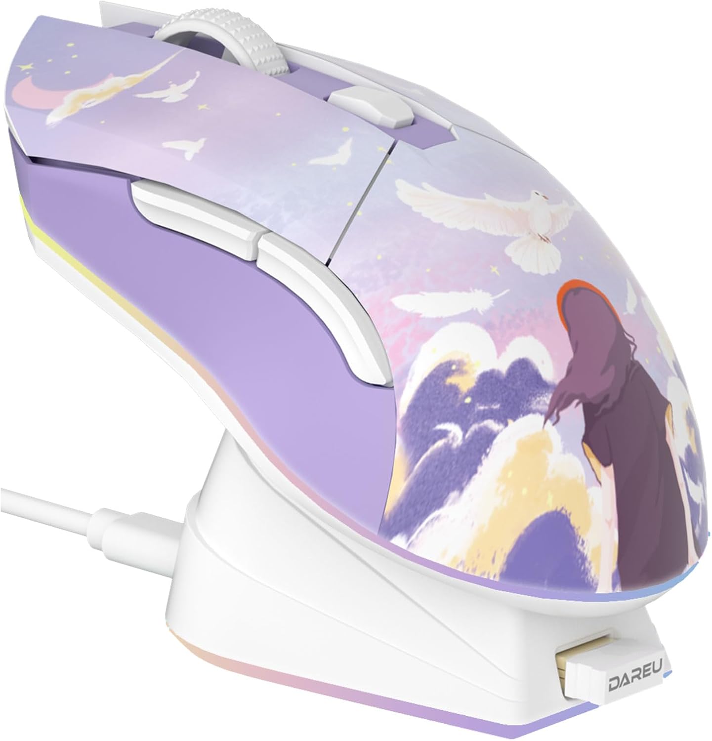 Thumbnail 6 de DAREU Sakura Pink wireless gaming mouse 10K DPI