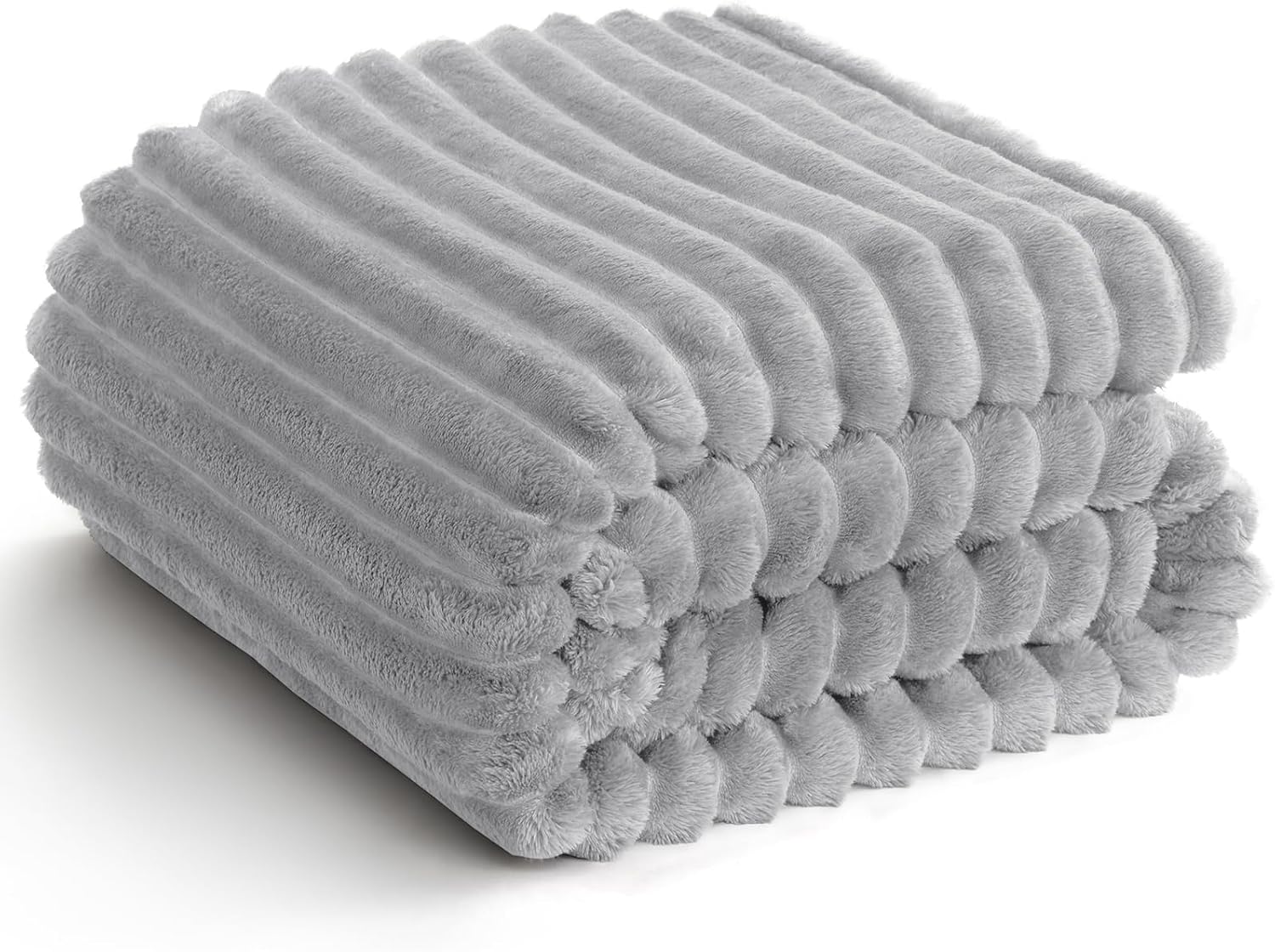 Detalle de WAVVE Kuscheldecke aus Mikrofaser – 150x200 cm, hellgrau (Sofadecke & Tagesdecke)