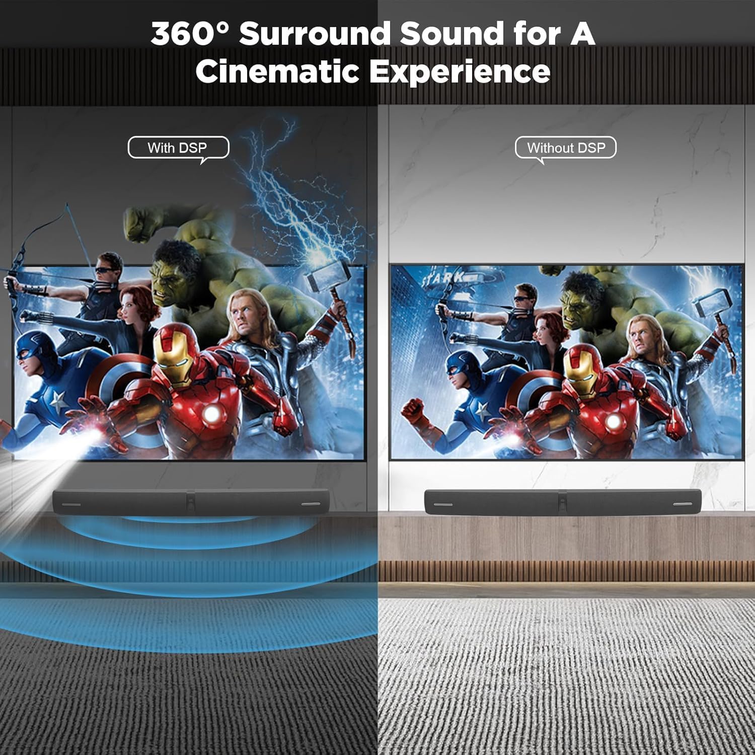 Detalle de Vecibel Soundbar for TV: 90W 2-in-1 Detachable Sound Bar with Auto Volume Boost