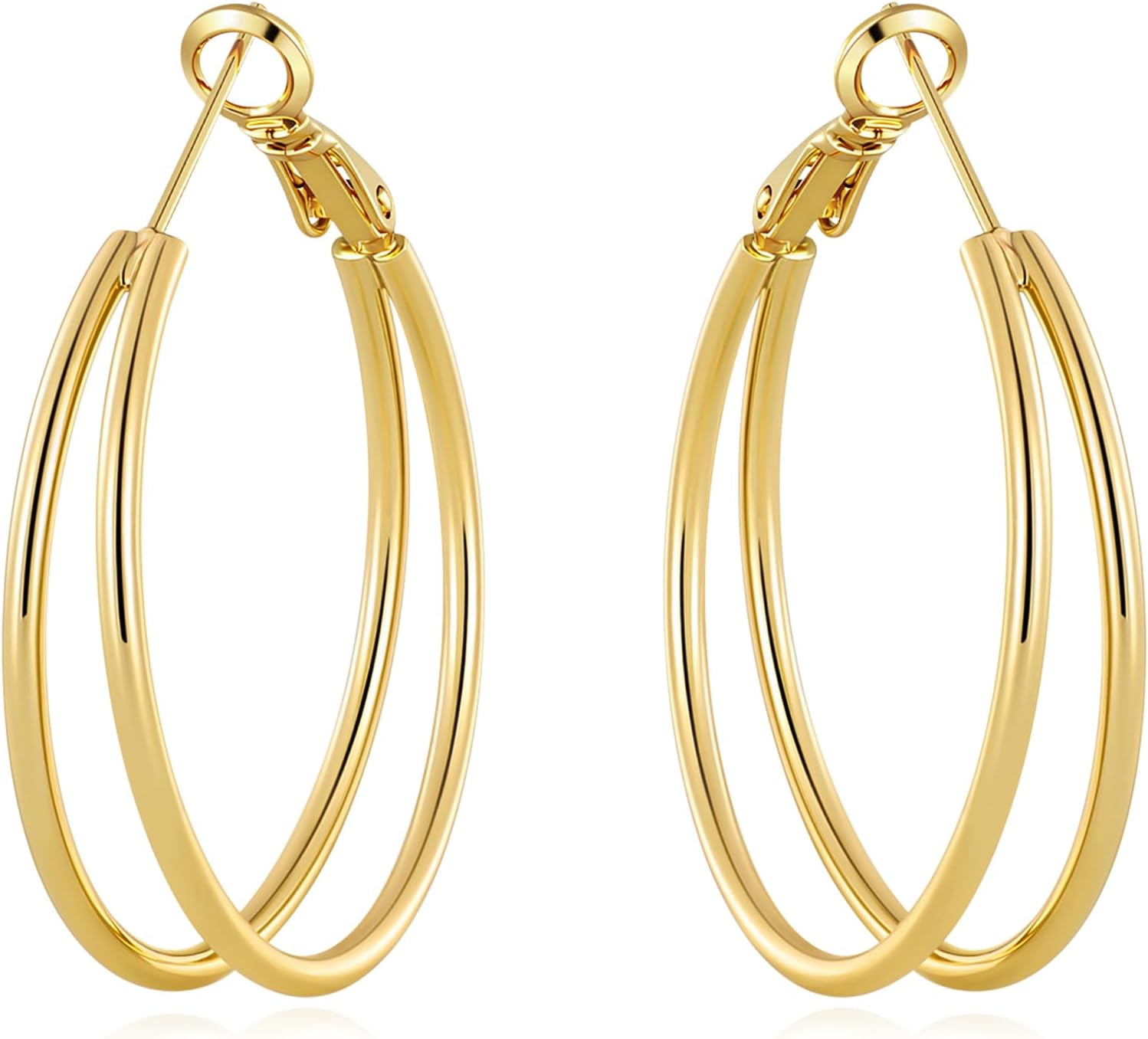 Detalle de Gacimy Double Hoop Earrings with 925 Sterling Silver Posts