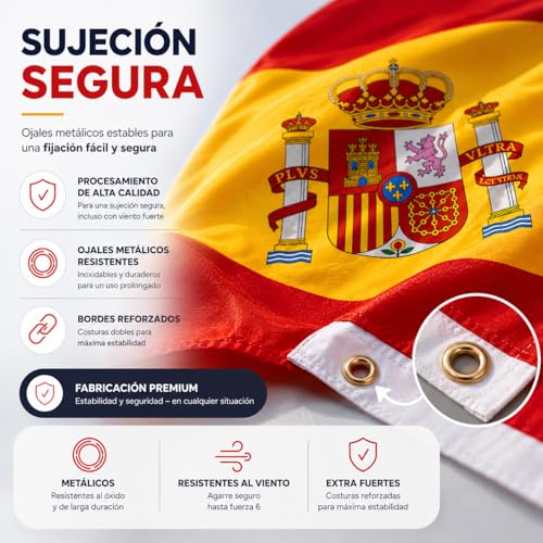 Detalle 2 de Bandera España – Mundial 2026 (90x150 cm) de TK Gruppe Timo Klingler
