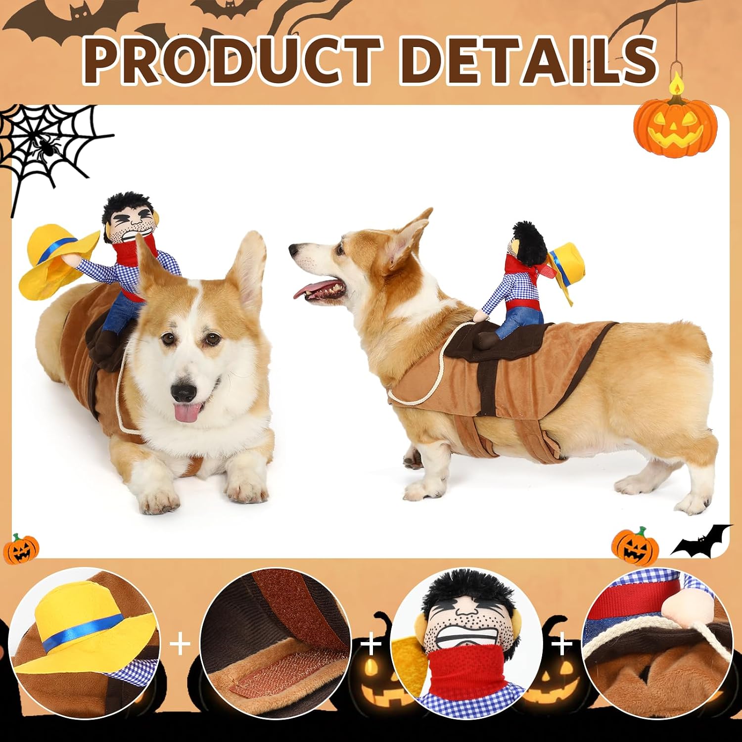 Detalle 2 de T2Y Cowboy Dog Costume, Adjustable Fit