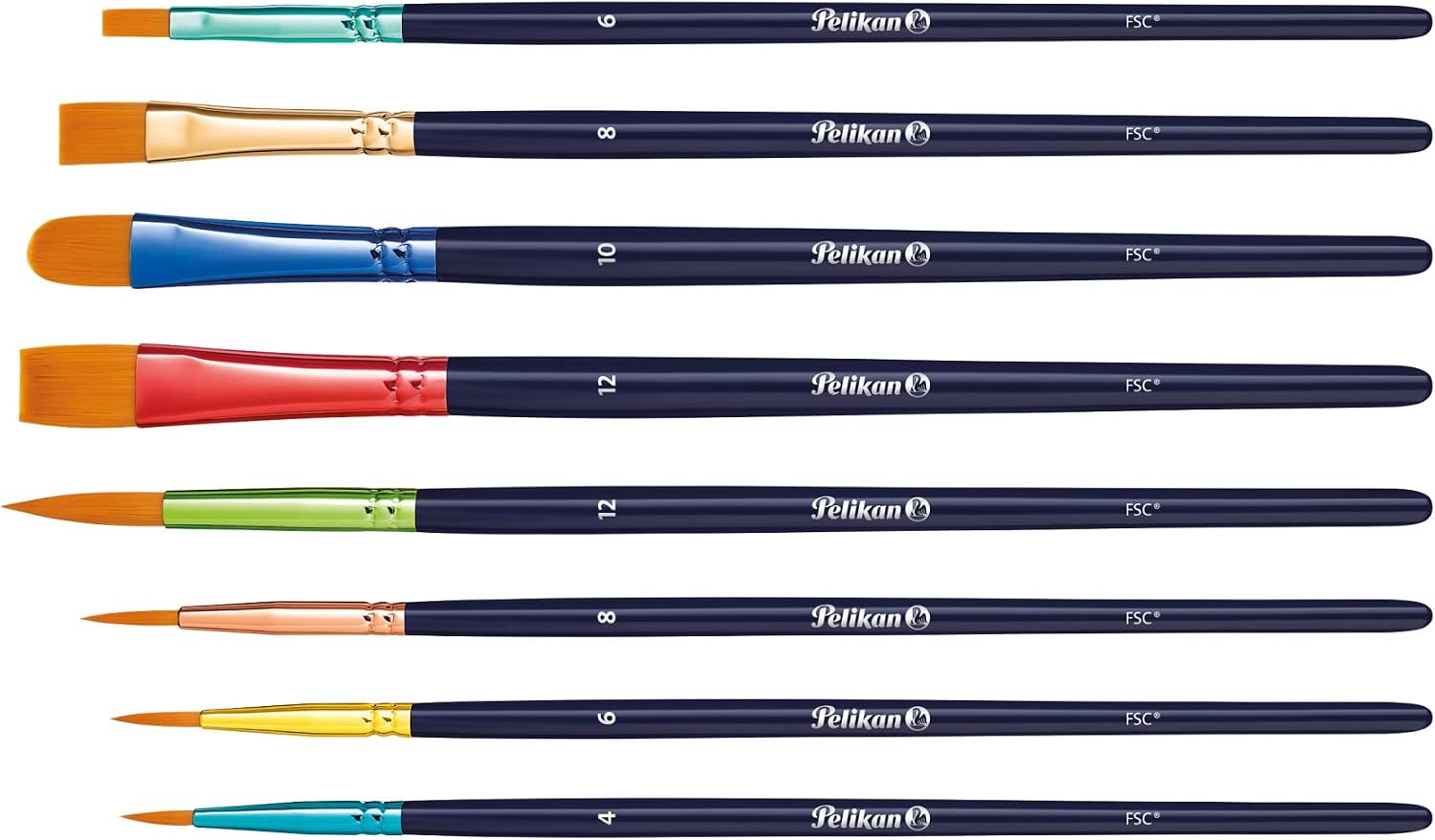Detalle de Pelikan Premium Schulpinsel-Set mit 8 Pinseln – Haar- und Borsten-Pinseln im praktischen Etui