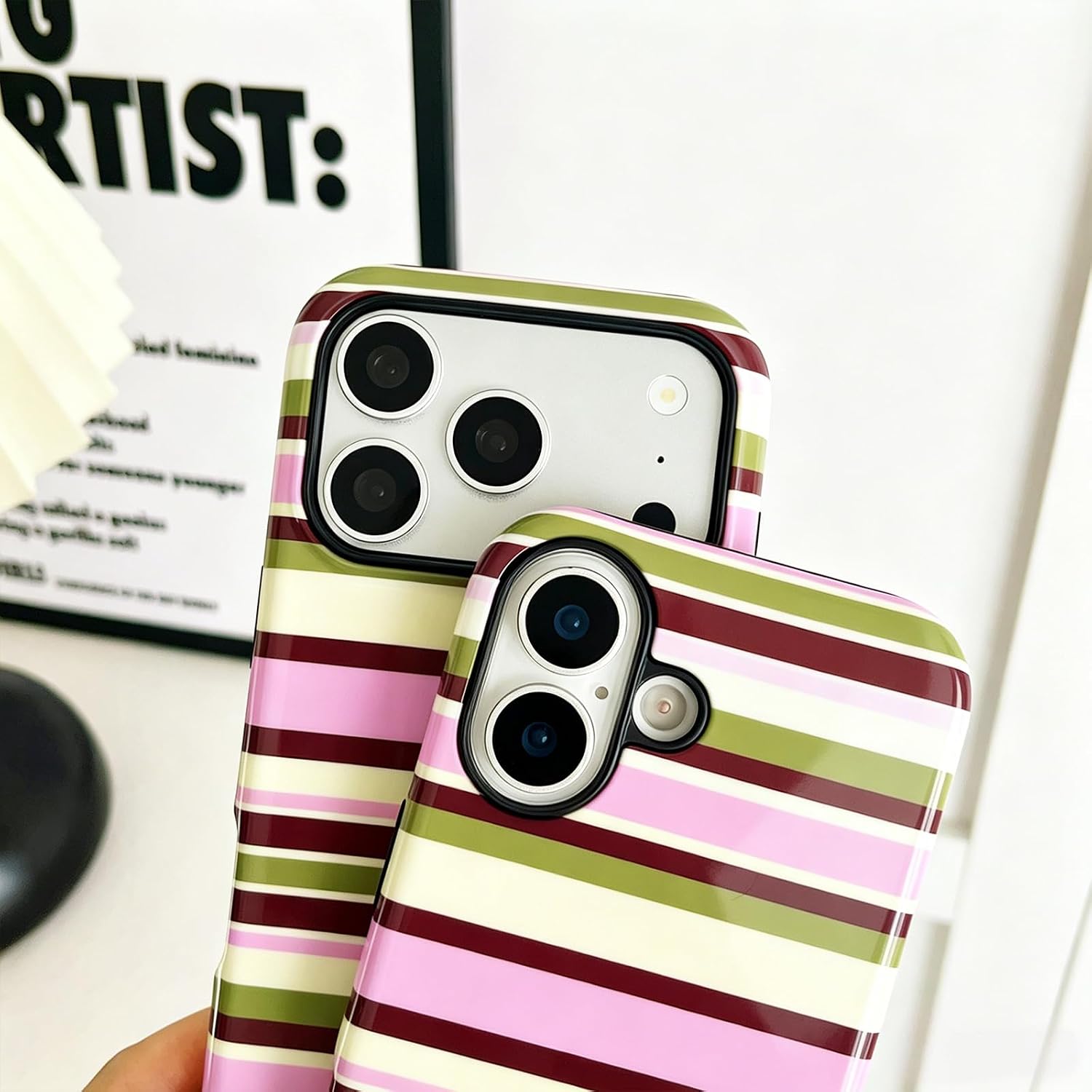 Thumbnail 4 de Sayoaho iPhone 17 Case, Yellow Retro Stripes, Soft TPU Edge and PC Back
