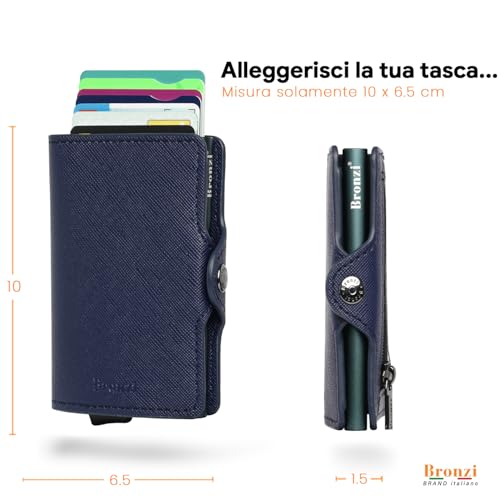 Thumbnail 4 de Bronzi Portafoglio Slim RFID Blu Scuro – Portafoglio da Uomo con Prottetione RFID, Design Italiano e Confezione Regalo