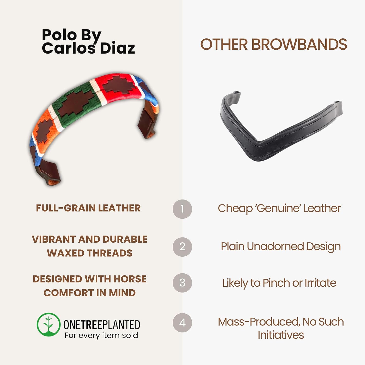 Thumbnail 4 de Carlos Diaz Designer Genuine Leather Waxed Embroidered Gaucho Polo Horse Bridle Browband (Pony 14 inches)