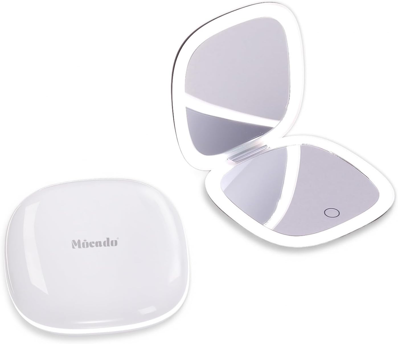 Detalle de Mocado Taschenspiegel mit Licht – 1/10 Vergrößerung, 10 cm, beidseitig, wiederaufladbar, Touchscreen, Weiß