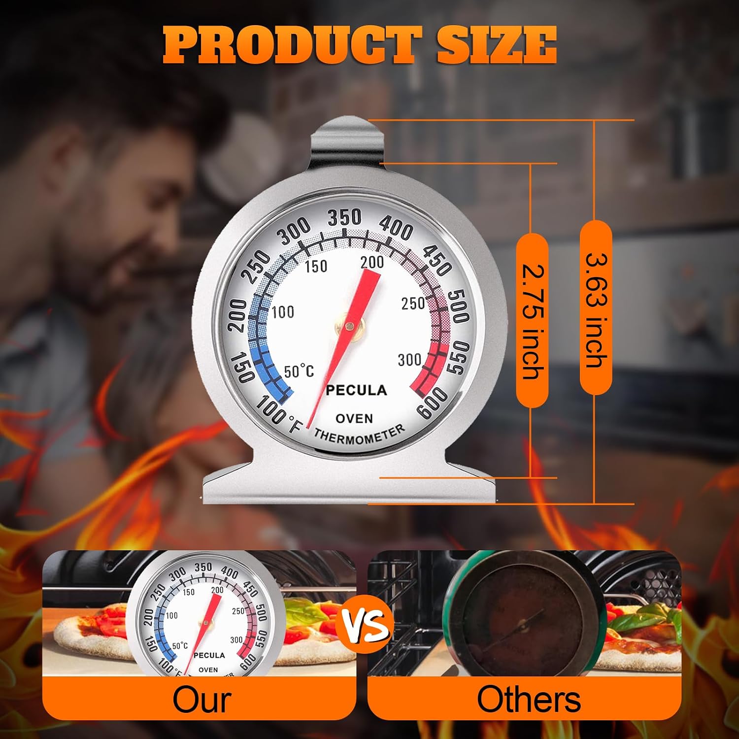 Detalle 2 de Oven Thermometer 50–300°C Instant Read Stainless Steel