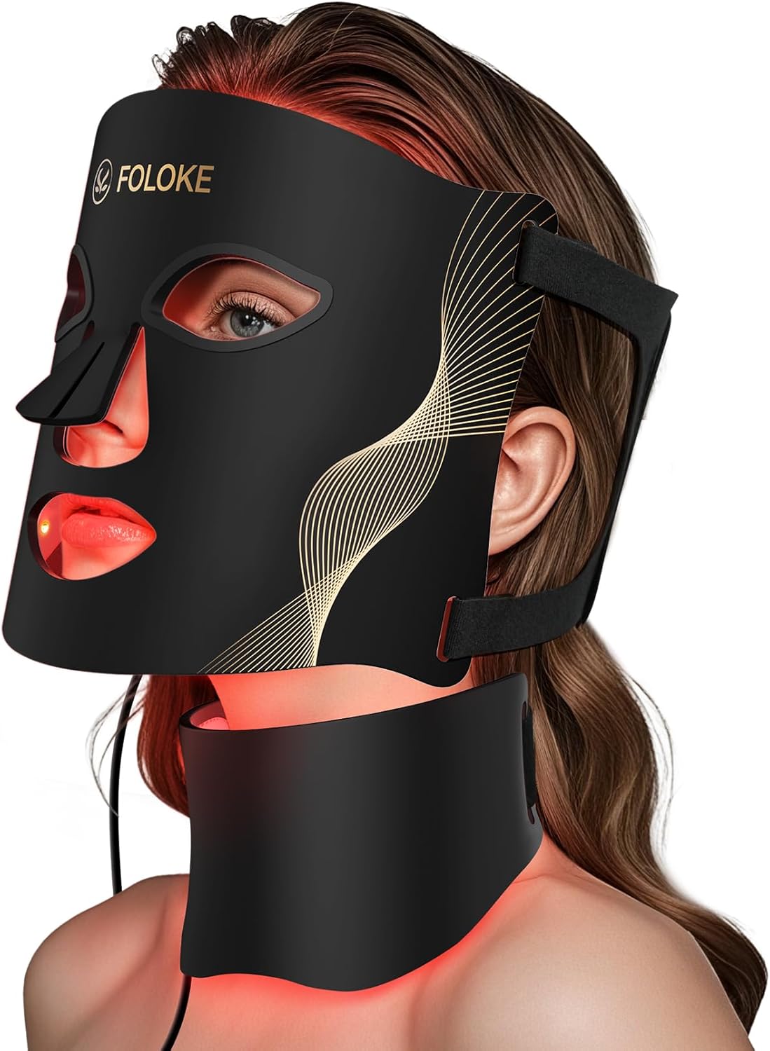 Detalle 2 de FOLOKE Maschera di Terapia con Luce LED per la Cura della Pelle: rosa? rosso, per viso e collo