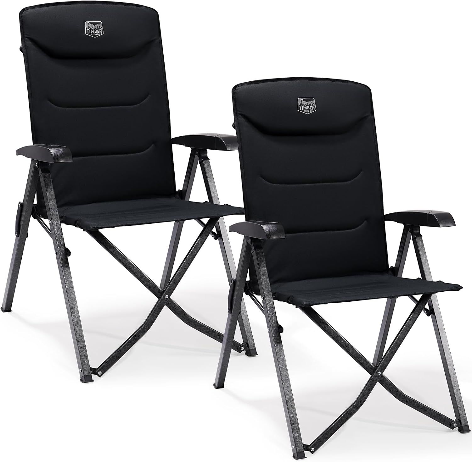 Detalle de TIMBER RIDGE Folding Camping Chairs (2-Pack) – Adjustable, Heavy-Duty High-Back Recliners for Outdoors