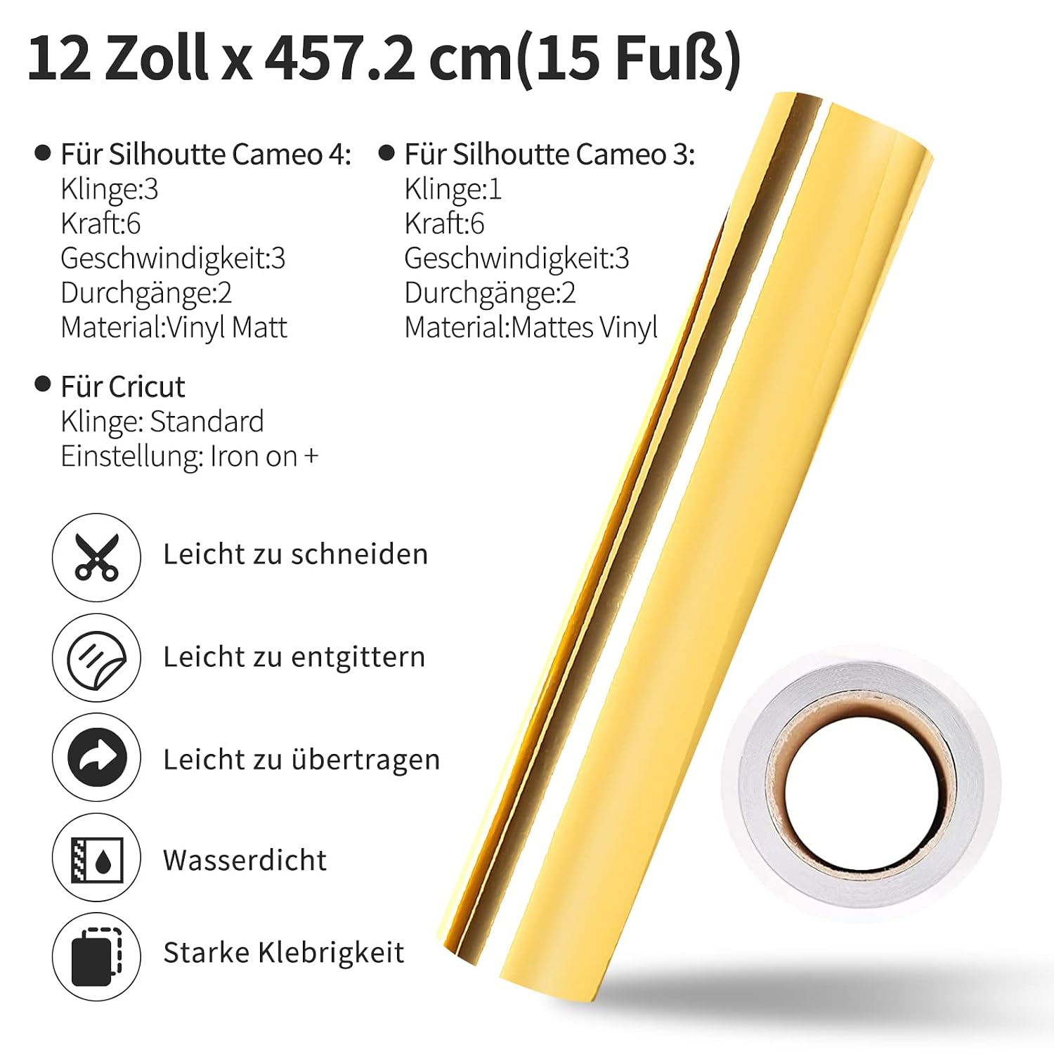Detalle 2 de Chrome Gold Vinylfolie Plotter 30,5 cm