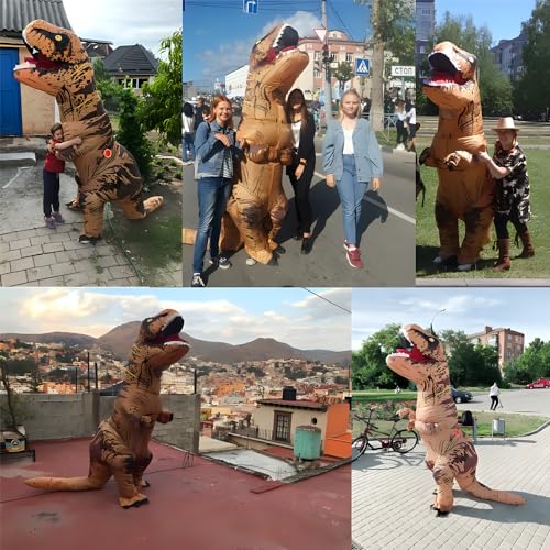 Thumbnail 8 de JASHKE Costume gonflable T-Rex pour adulte, marron, taille unique
