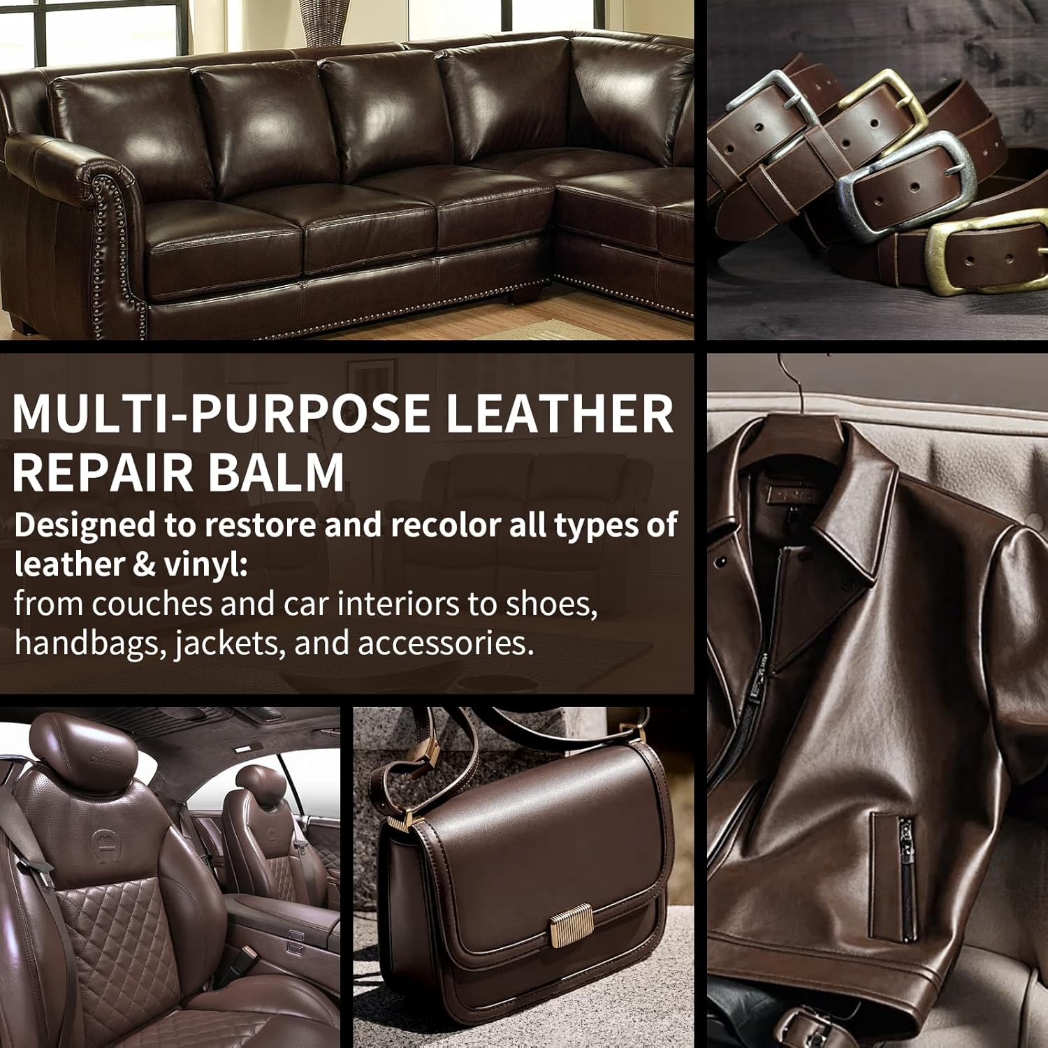 Thumbnail 4 de SHABEIBEI Leather Recoloring Balm and Scratch Repair Kit (Dark Brown) for Couches, Furniture & Car Seats