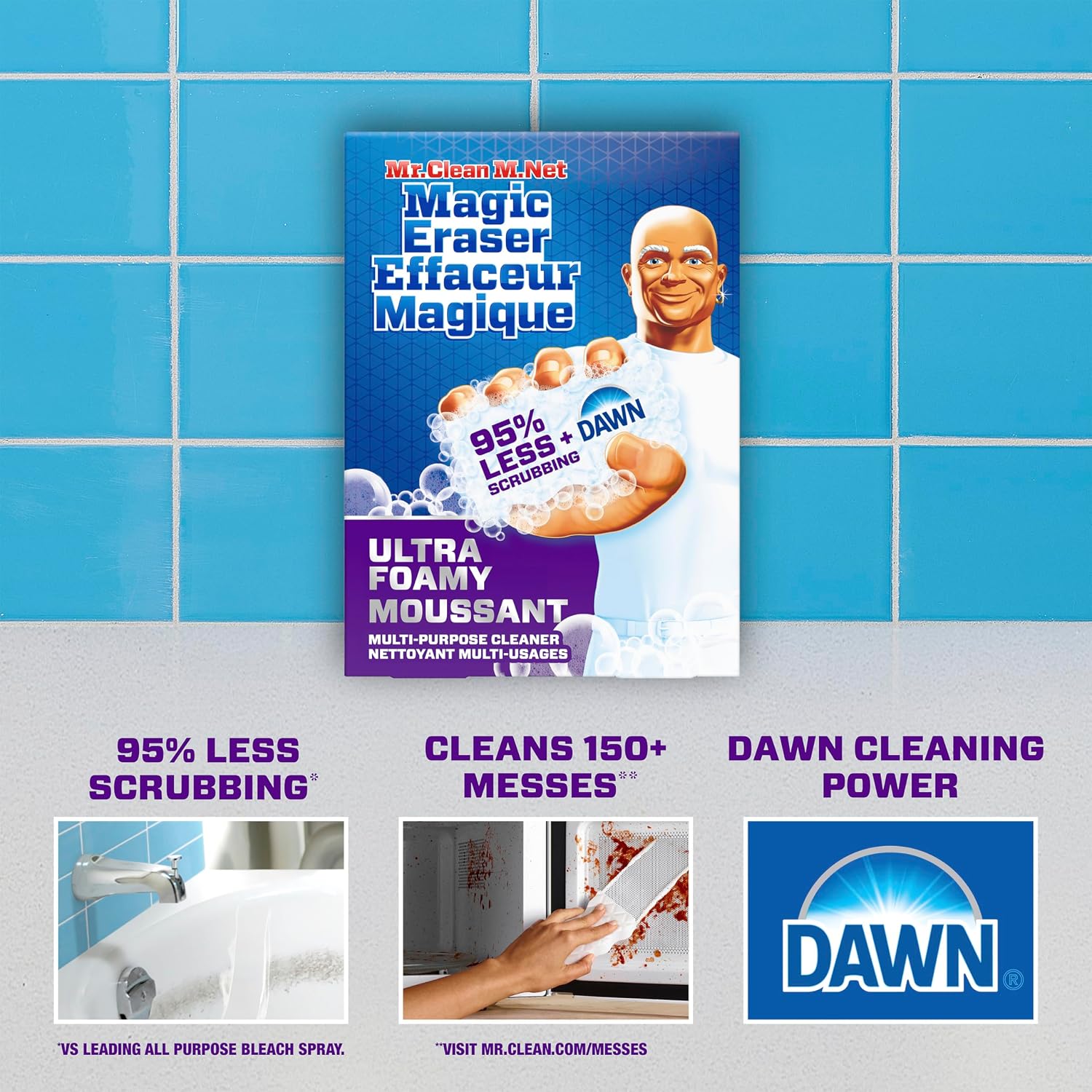 Detalle 2 de Mr. Clean Magic Eraser Foaming Sponge, Kitchen Grease Cleaner with Dawn, 5 Count