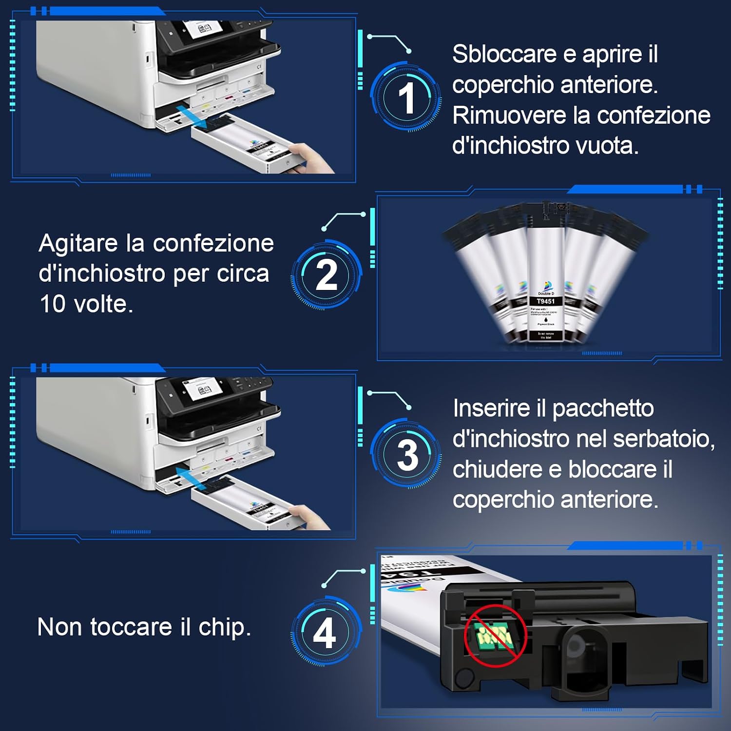 Detalle 2 de DOUBLE D T9451 per Epson 4 pack