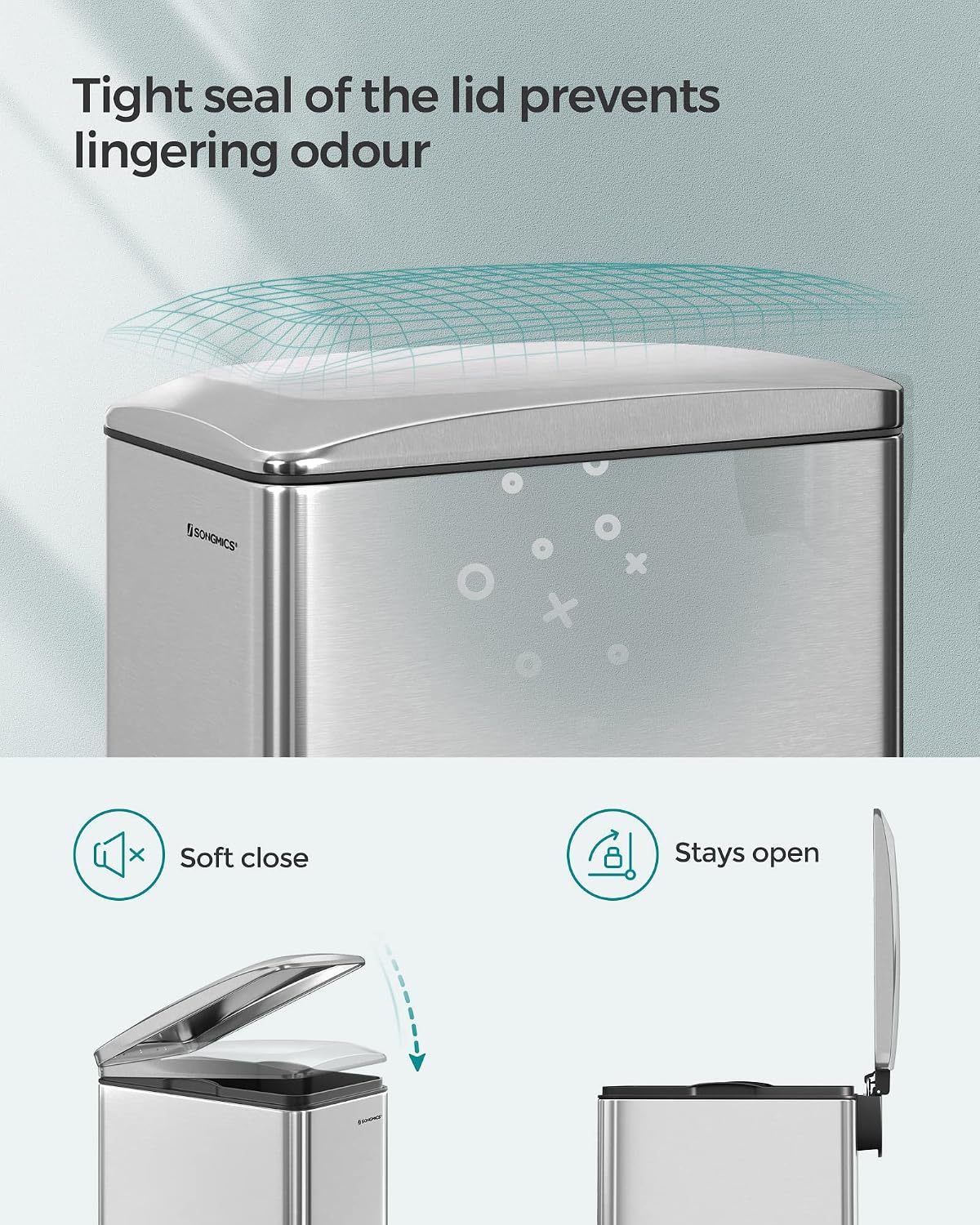 Detalle de SONGMICS Kitchen Bin 48L Slim Pedal Bin for Narrow Spaces (LTB510E48)