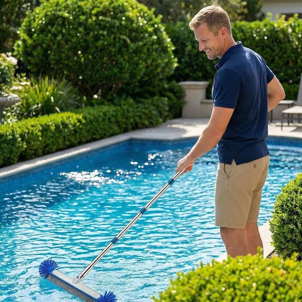 Thumbnail 6 de Pool Bürsten Set – verstellbare Teleskopstange bis 230 cm, 45 cm Reinigungsbürste inkl. Tuch und Handschuh
