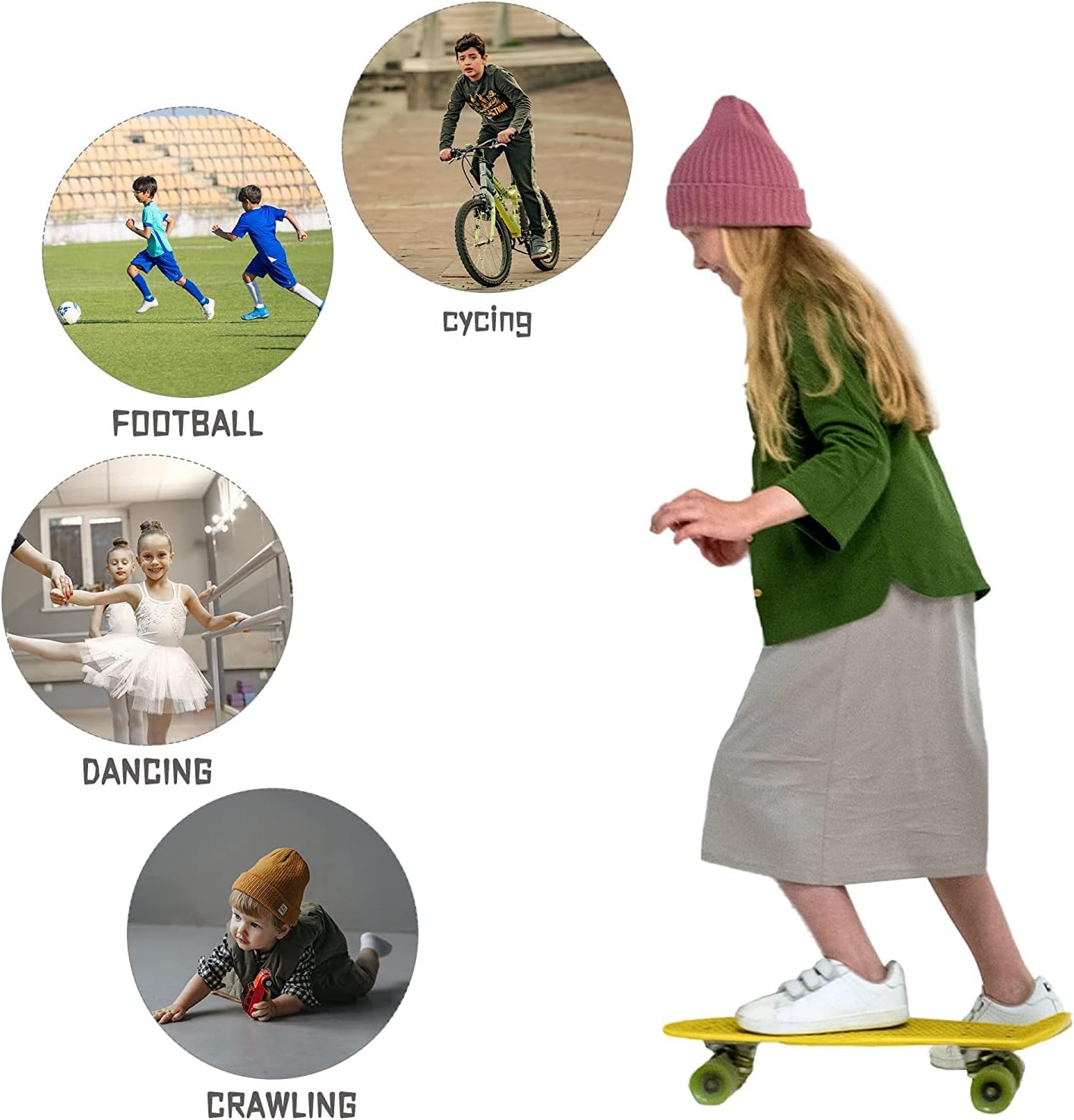 Detalle de ONTYZZ Kinder Knie Ärmel 1 Paar – Knieschützer für Tanz, Skate & Co. (Größen S/M)