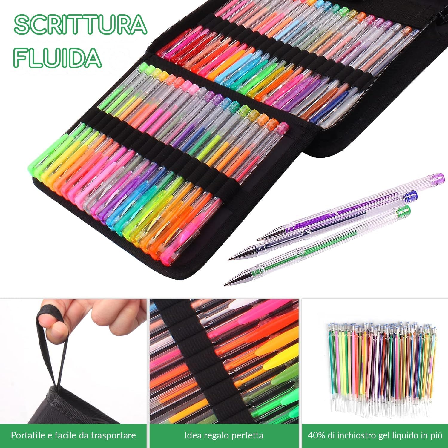 Thumbnail 5 de Melifluo Confezione da 120 Penne Colorate con Custodia: 60 penne gel e 60 ricariche, glitter e colori vivaci per adulti e progetti creativi