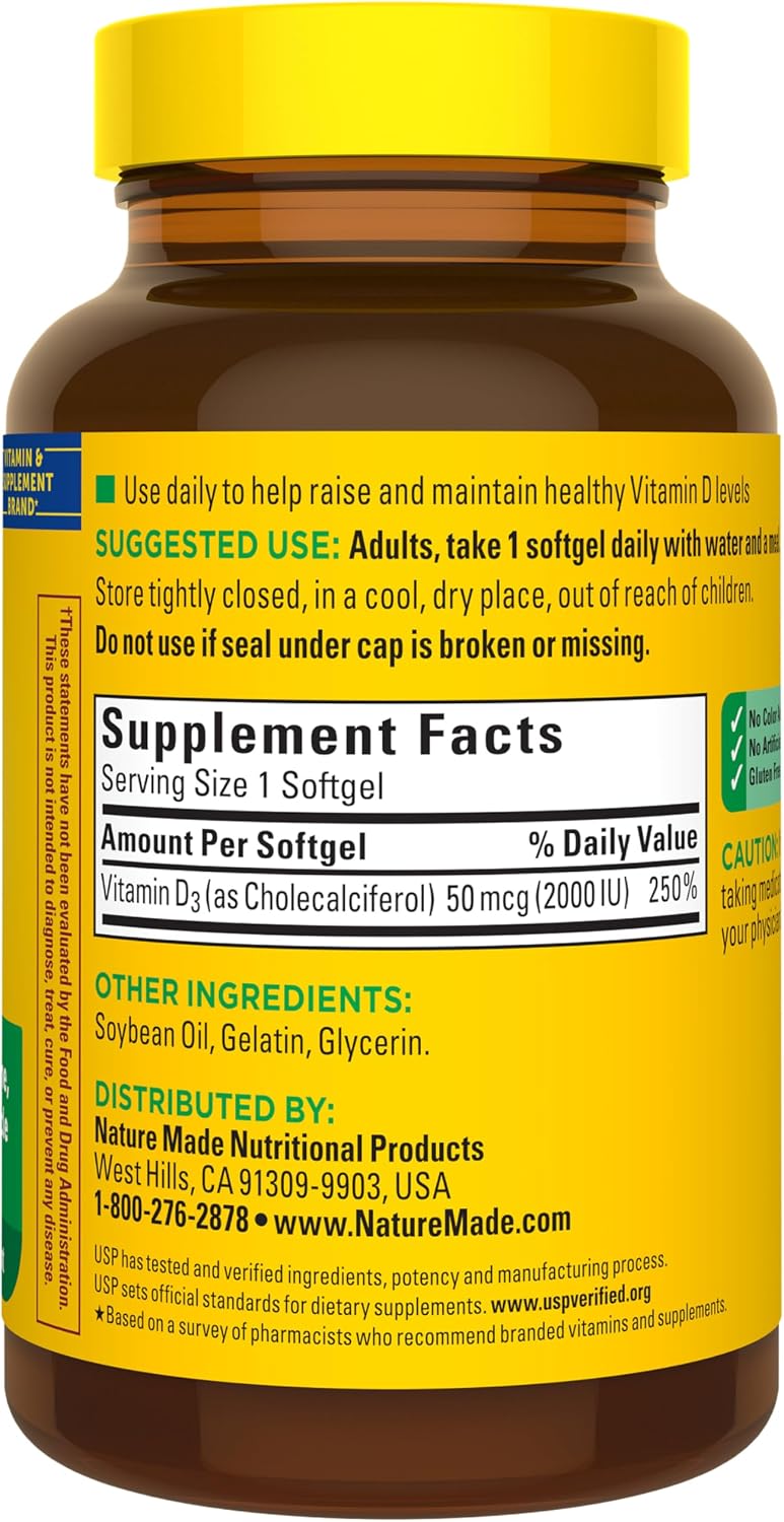 Thumbnail 6 de Nature Made Vitamin D3 2000 IU Softgels (50 mcg) — 250-Count
