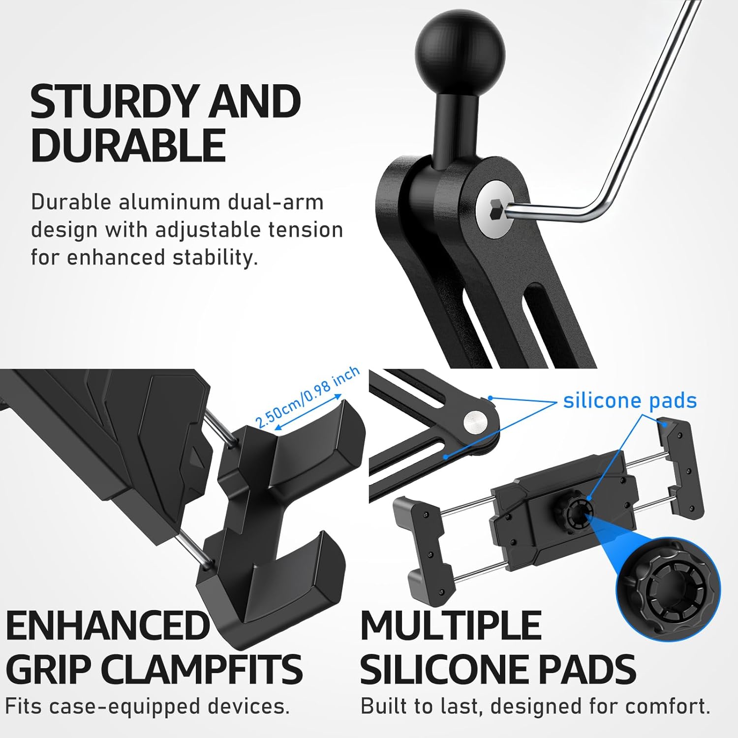 Detalle de Urmust Tablet-Wandhalterung aus Aluminium (360° drehbar & faltbar) für Tablets/Smartphones von 4,7 bis 15,6 Zoll