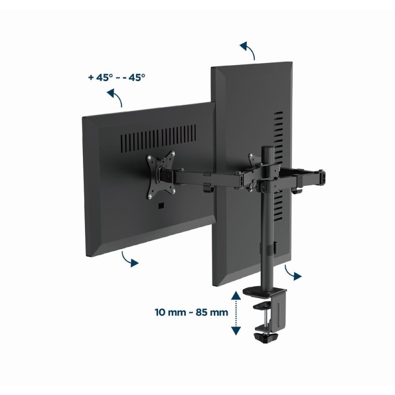 Detalle de Gembird Ma-d2-03: Brazo ajustable para monitor doble, escritorio, 17"–32", negro