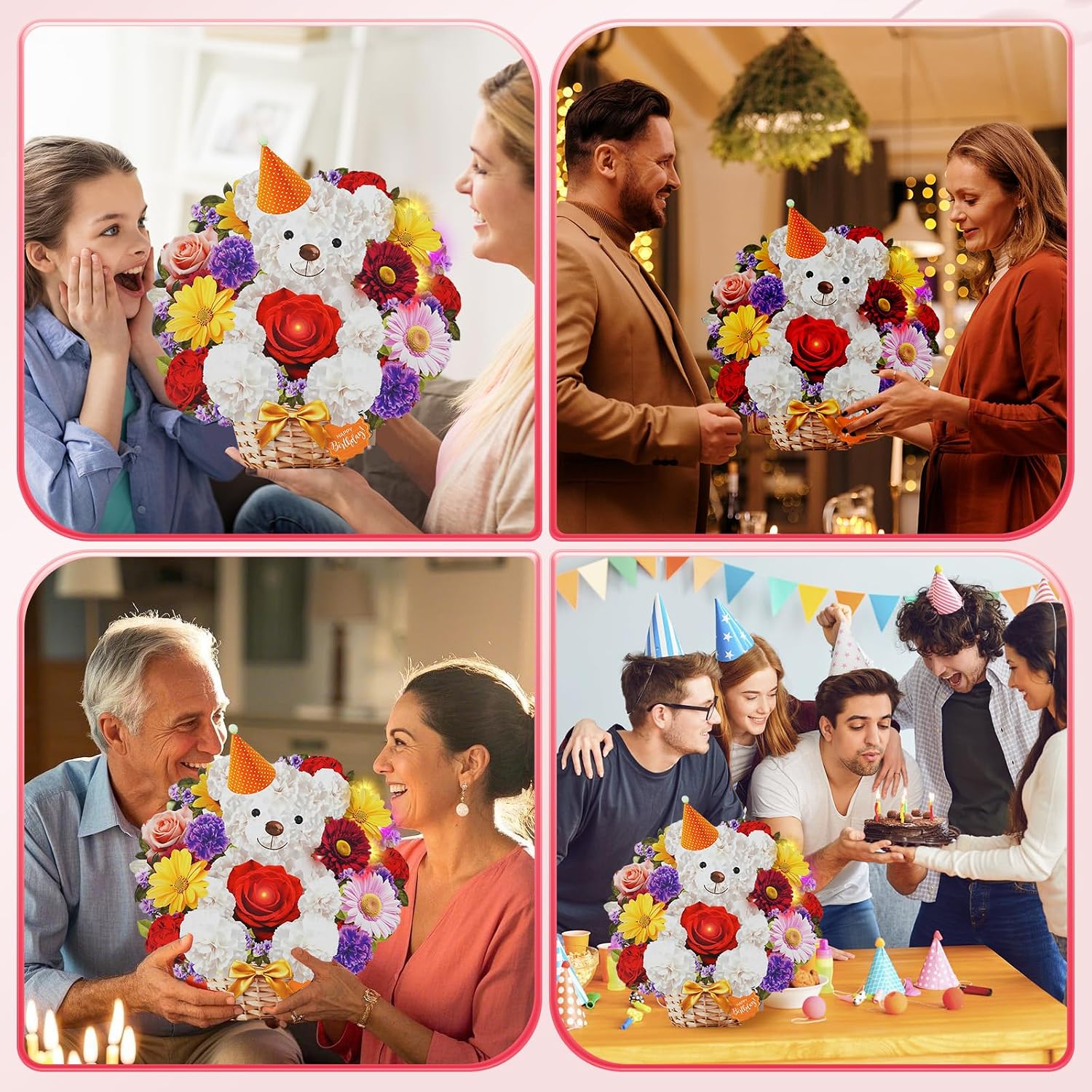 Thumbnail 6 de WUJUN Bear & Daisy Pop-Up Birthday Card with Music & Lights (10 inch flower bouquet)