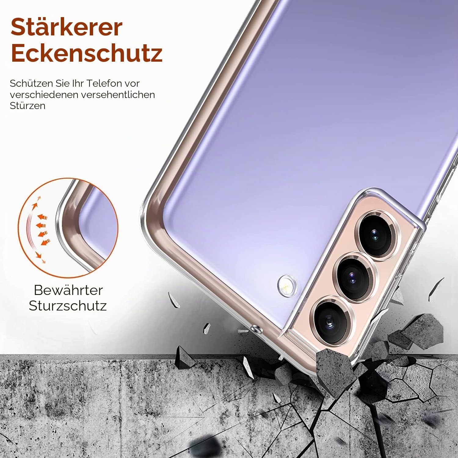 Detalle 2 de ivoler Schutzset für Galaxy S22 5G — Transparentes TPU-Silikon Case mit 2 Glasfolien