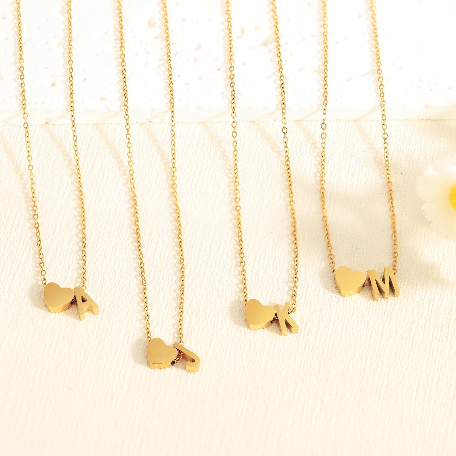 Thumbnail 5 de RMMD Kette Gold Silber Damen – 18K Geprüft Vergoldete Herzinitialkette mit Buchstaben (K) | Geschenkidee für Damen