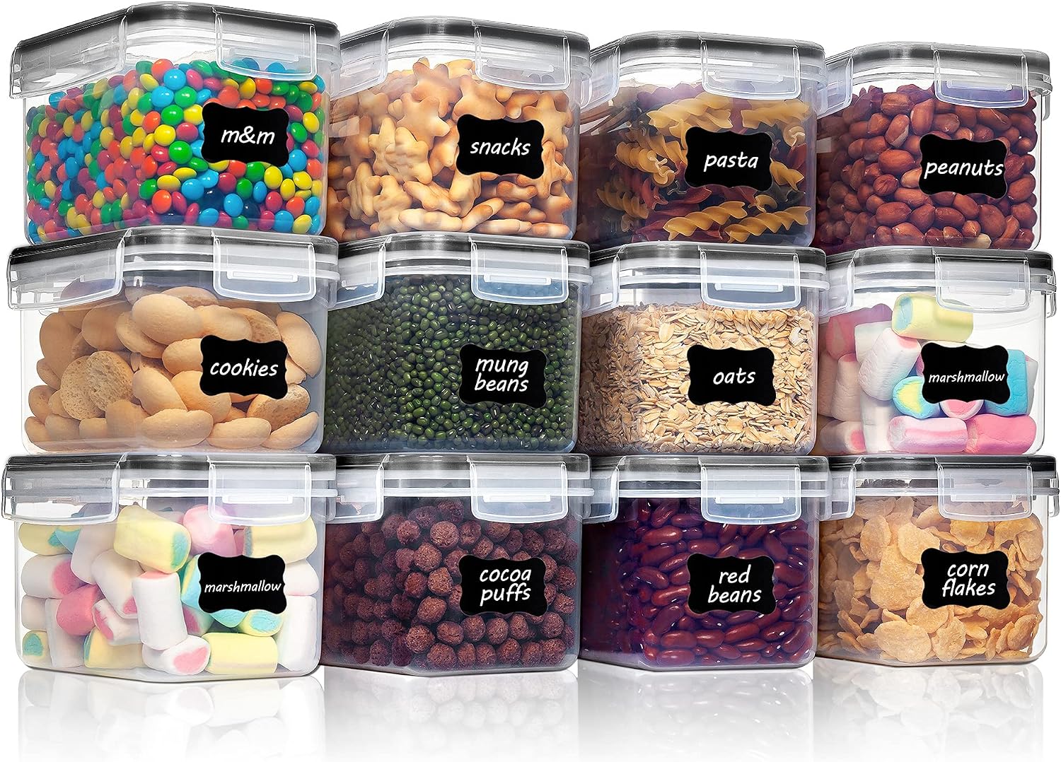 Detalle de Vtopmart Vorratsdosen-Set 0,8 L (BPA-frei), luftdichte Schüttdosen für Müsli & Trockenware – Set mit Etiketten