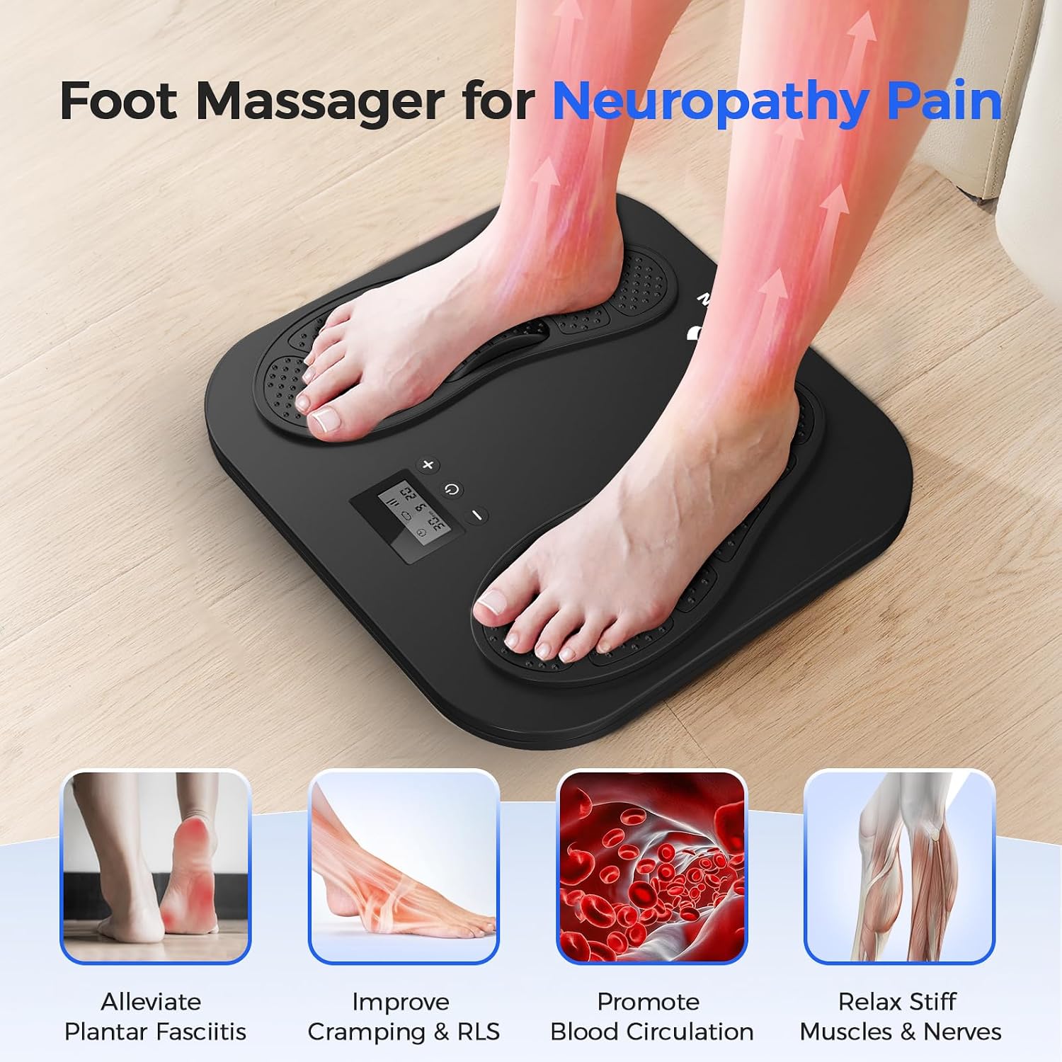 Thumbnail 2 de Medic Circulation Booster for Feet and Legs — Electric EMS Foot Massager with 10 Modes & 20 Intensities (Black)