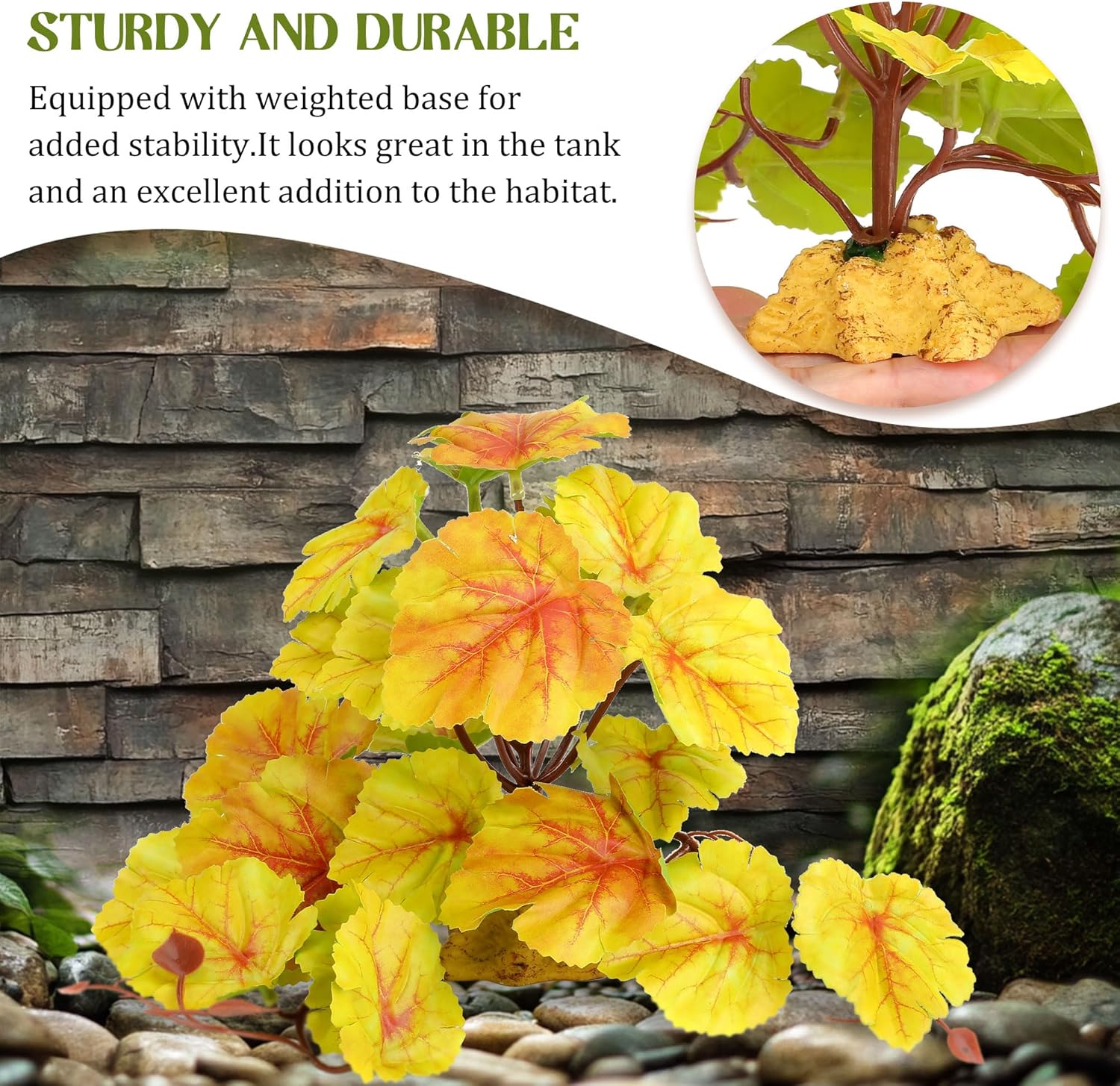 Detalle de Filhome Reptile Plants for Terrarium Decor – Realistic, Durable Habitat Greenery for Reptiles and Amphibians