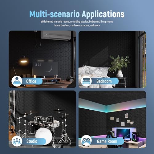 Detalle de Irisroom Sound Proofing Panels with Acoustic Foam – Self-Adhesive Wall Panels