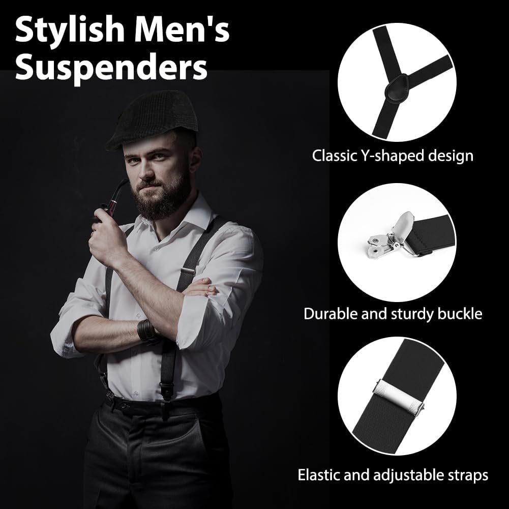 Thumbnail 3 de ACWOO 20er Jahre Kostüm-Accessoires Set für Herren (Mafia): Hut, Taschenuhr, Hosenträger, Fliege, Brille & mehr